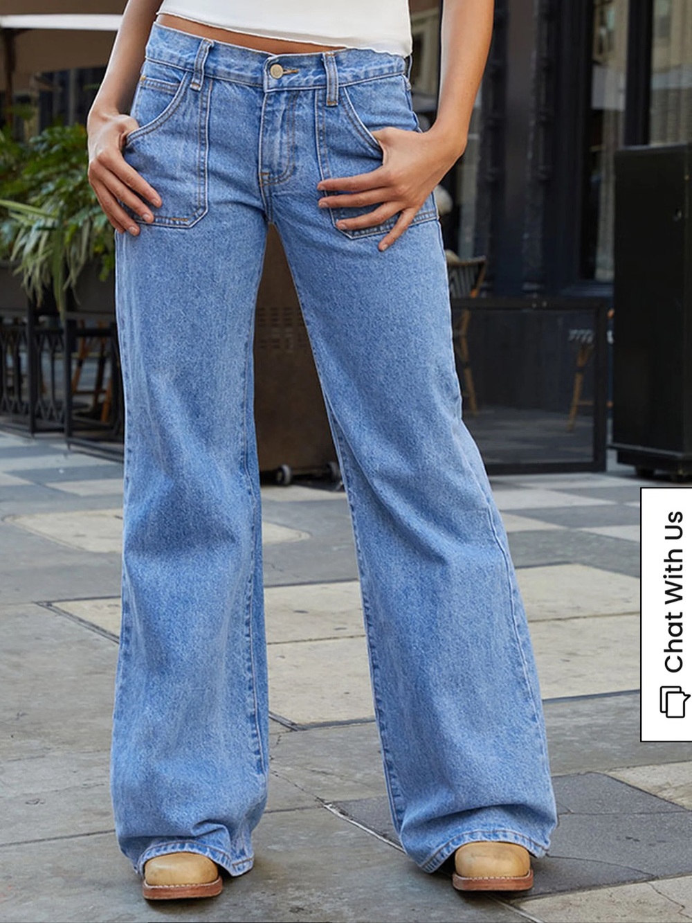 NWT John Galt Light Indigo Low Rise Baggy Wide Leg Jeans